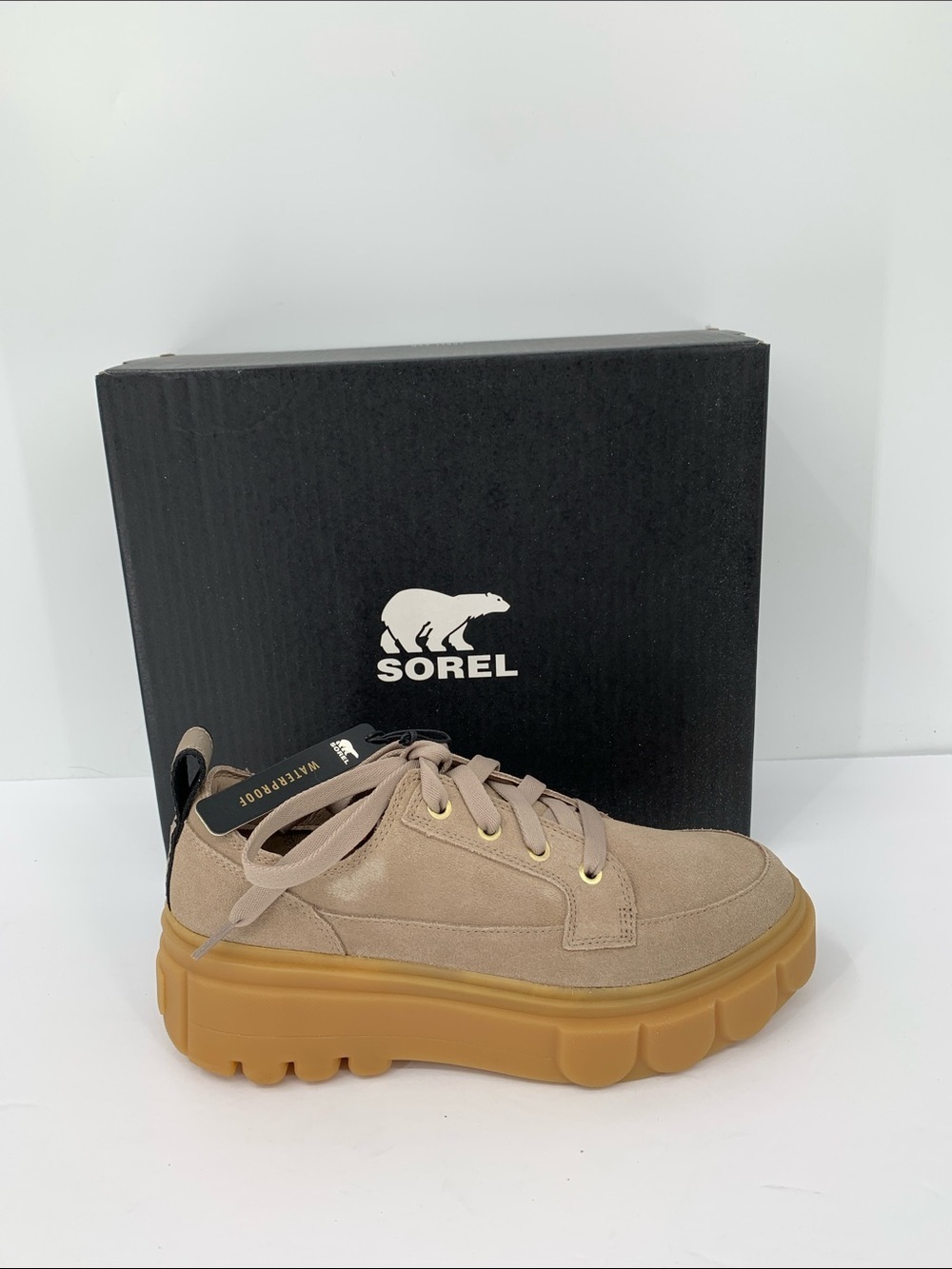 Sorel Caribou X sneaker tan suede leather Waterproof chunky platform new 9.5